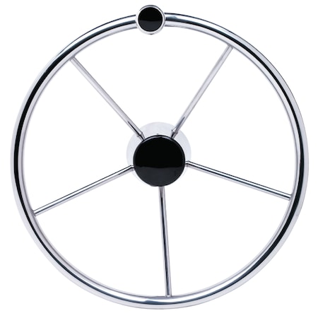 Seachoice 5 Spoke 15" SS Destroyer Wheel w/Turning Knob & Black Center Cap 28541